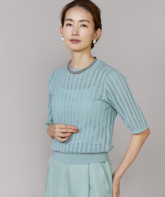 リブ クルーネックプルオーバー TOMORROWLAND collection ニット セーター カシミヤシルクリブ クルー