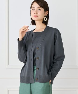 ⭐︎BRILL⭐︎ブリル モダンアゼVネックカーディガン　カーキ MUHET（ミュエータ） カーディガン frill v neck cardigan / フリルV