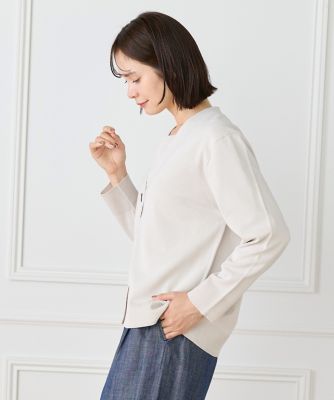 ⭐︎BRILL⭐︎ブリル モダンアゼVネックカーディガン　カーキ MUHET（ミュエータ） カーディガン frill v neck cardigan / フリルV