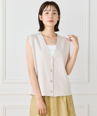 極美品✨️￥12万　ドゥロワー　イタリア生地　スラブノーカラーショートスリーブジレ ミラノリブVネックジレ（6962179015） | 7-IDconcept