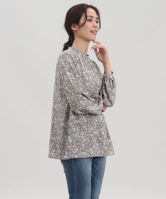 《大きいサイズ》スタンドカラープリントブラウス（７０１３１８２８２６）