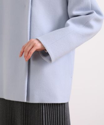 《大きいサイズ》ショートステンカラーコート《Ｓｕｐｅｒ１１０’ｓ　Ｗｏｏｌ》（７０２４１１１８０３）
