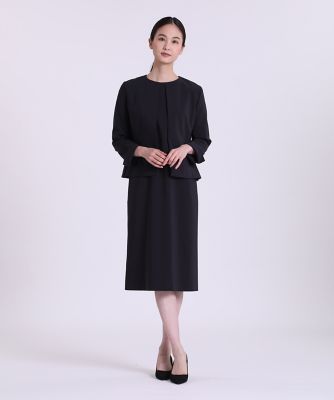 《大きいサイズ》ノーカラーペプラムジャケット（７０２４１４１８３４）