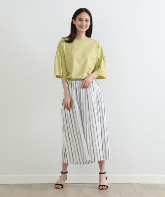 《大きいサイズ》ストライプタックギャザースカート（７０３２１５２８４２）