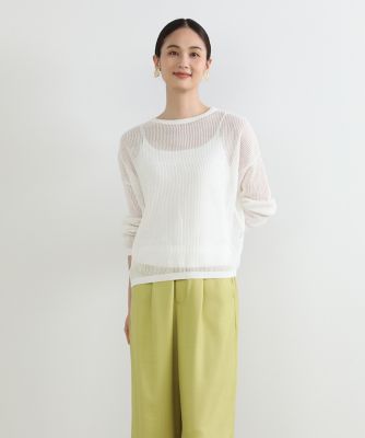 ＜7-IDconcept.(Women)＞《大きいサイズ》透かし柄クルーネックニット（７０３２１７０８０９）