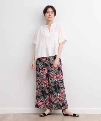 バンドカラーワイドシルエットリネンシャツ（７０３２１８２０２１）