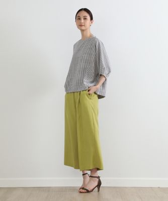 【美品】 ティッカ  日本製　ストライプ ボートネック トップス　ブラウス 楽天市場】T/Cストライプボートネック5分袖ブラウス 【メール便