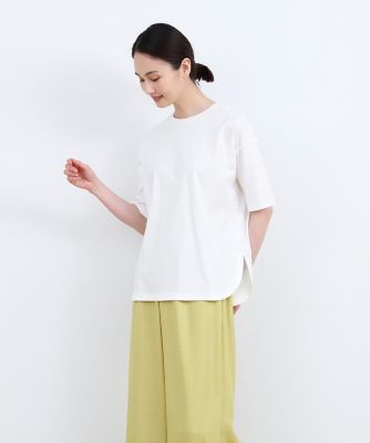 ＜7-IDconcept.(Women)＞《大きいサイズ》ラウンドヘムＴシャツ《ＳＵＰＥＲ　ＣＯＯＬ　ＴＯＵＣＨ　ＣＯＴＴＯＮ》（７０３２１９０８１８）