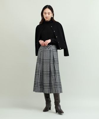 大きいサイズ》チェックプリントタックフレアスカート