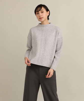 ＜7-IDconcept.(Women)＞杢ケーブルモックネックニット（７０３４１７００１６）