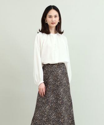 ＜7-IDconcept.(Women)＞《大きいサイズ》バンドカラーギャザーブラウス（７０３４１８２８２７）