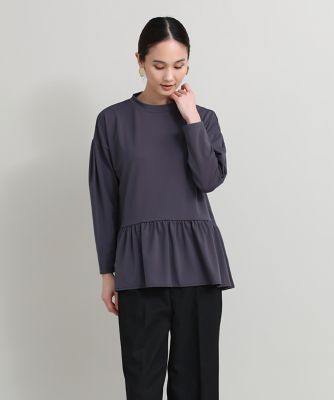 ＜7-IDconcept.(Women)＞《大きいサイズ》ハイネック裾ギャザーカットソー（７０３４１９０８１４）