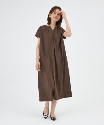《大きいサイズ》キーネックワンピース（７０４０１９２８２０）