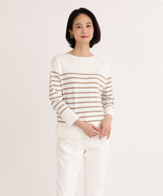 ＜7-IDconcept.(Women)＞ボーダー柄プルオーバーニット（７０４１１７０００３）