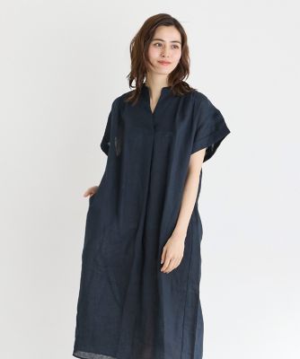 《大きいサイズ》スキッパーリネンワンピース（７０４２１２１８４５）
