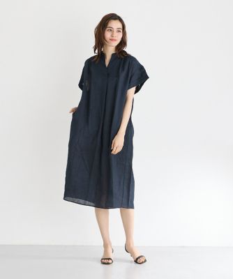 《大きいサイズ》スキッパーリネンワンピース（７０４２１２１８４５）