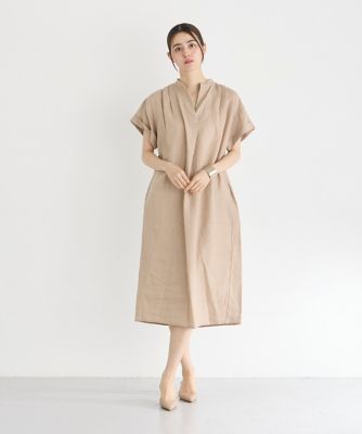 《大きいサイズ》スキッパーリネンワンピース（７０４２１２１８４５）