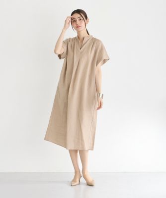 《大きいサイズ》スキッパーリネンワンピース（７０４２１２１８４５）