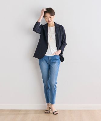 《大きいサイズ》リネン混テーラードジャケット（７０４２１４１８２９）