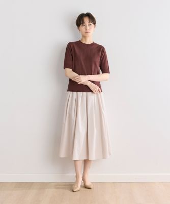 《大きいサイズ》　コットンライクタックギャザースカート（７０４２１５２８１４）
