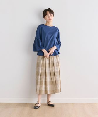 《大きいサイズ》ランダムタックチェックスカート（７０４２１５２８３１）