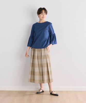 《大きいサイズ》ランダムタックチェックスカート（７０４２１５２８３１）
