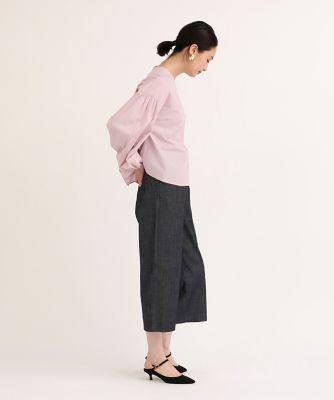 《大きいサイズ》デニム調ワイドクロップドパンツ（７０４２１６１８１３）