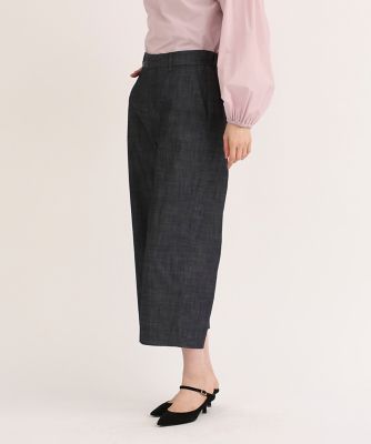 《大きいサイズ》デニム調ワイドクロップドパンツ（７０４２１６１８１３）