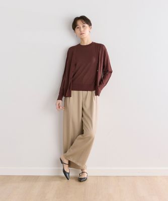 《大きいサイズ》麻調ワンタックストレートパンツ（７０４２１６１８２６）