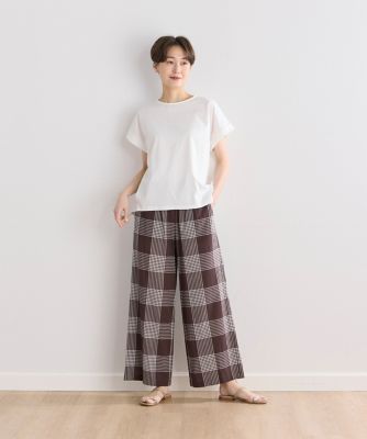 《大きいサイズ》ドロストイージーチェックパンツ（７０４２１６１８３２）
