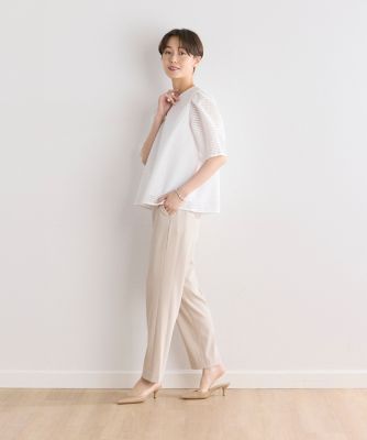 《大きいサイズ》ダブルサテンノータックストレートパンツ（７０４２１６１８５５）