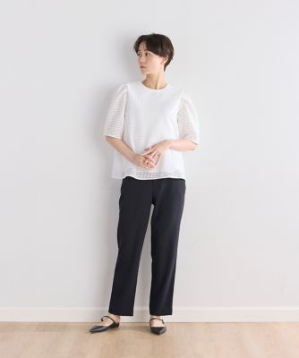 《大きいサイズ》ダブルサテンノータックストレートパンツ（７０４２１６１８５５）