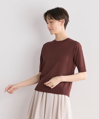 《大きいサイズ》ワイドリブハーフスリーブニット（７０４２１７０８１３）