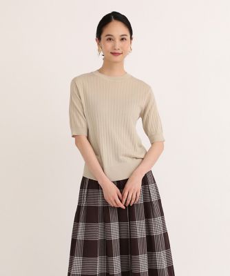 《大きいサイズ》ワイドリブハーフスリーブニット（７０４２１７０８１３）