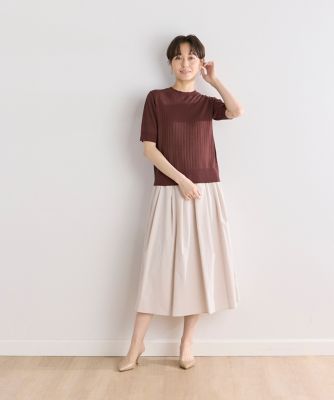 《大きいサイズ》ワイドリブハーフスリーブニット（７０４２１７０８１３）