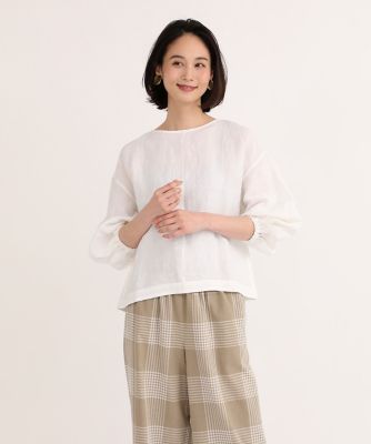＜7-IDconcept.(Women)＞《大きいサイズ》バルーンスリーブリネンブラウス（７０４２１８２８４１）