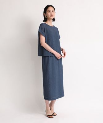 《大きいサイズ》シアーサッカーＴブラウス　（７０４２１８２８６１）