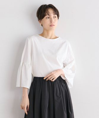 ＜7-IDconcept.(Women)＞スーピマコットンギャザースリーブカットソー（７０４２１９０００８）