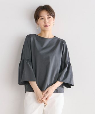 《大きいサイズ》スーピマコットンギャザースリーブカットソー（７０４２１９０８０８）
