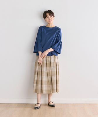 《大きいサイズ》スーピマコットンギャザースリーブカットソー（７０４２１９０８０８）