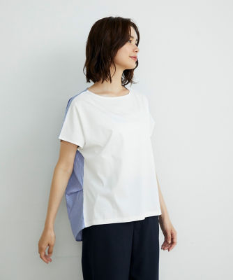 ＜7-IDconcept.(Women)＞《大きいサイズ》サイドタックドッキングカットソー《ＳＵＰＥＲ　ＣＯＯＬ　ＴＯＵＣＨ　ＣＯＴＴＯＮ》（７０４２１９０８１２）