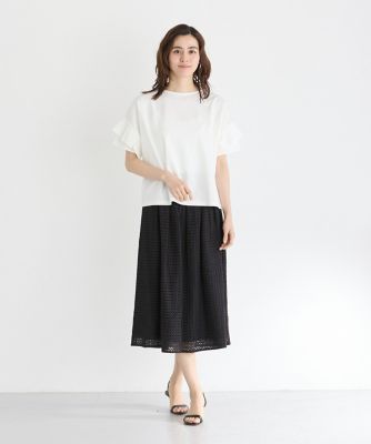 《大きいサイズ》スーピマコットン袖フレアカットソー（７０４２１９０８１５）