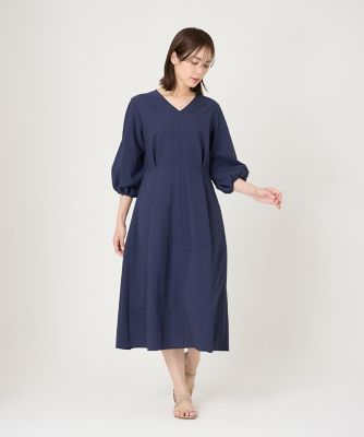 《大きいサイズ》Ｖネックコクーンワンピース（７０４３１２１８１６）