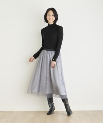 《大きいサイズ》チュールフレアスカート（７０４３１５２８３８）
