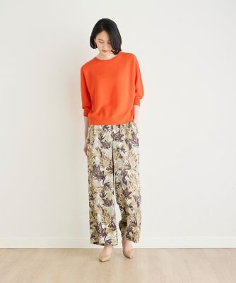 リーフプリントワンタックストレートパンツ（７０４３１６１０１８）