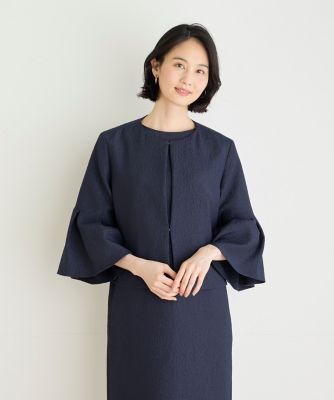 7-IDconcept.(Women)/セブンアイディコンセプト 《大きいサイズ》フクレジャカードフレアスリーブジャケット(7044141821) コン コート・ジャケット【三越伊勢丹/公式】