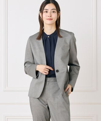 ＜7-IDconcept.(Women)＞《大きいサイズ》ノーカラーストレッチジャケット（７０４４１４１８４２）