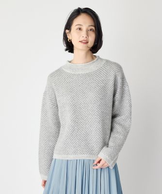 ＜7-IDconcept.(Women)＞《大きいサイズ》ヘリンボーンハイネックニット（７０４４１７０８１０）