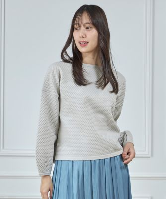 ＜7-IDconcept.(Women)＞《大きいサイズ》袖ボリューム地柄ニット（７０４４１７０８２３）