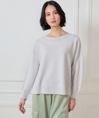 【SALE】7-IDconcept.(Women)/セブンアイディコンセプト 《大きいサイズ》 ホールガーメントボートネックニット《Cuoo PLUS》(7051170804) 11グレー トップス【三越伊勢丹/公式】